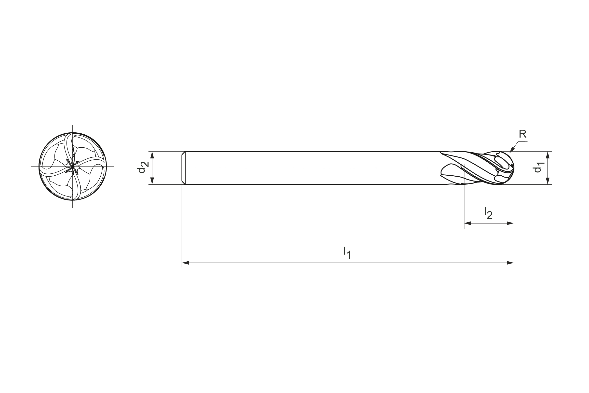 Technical drawing OptiMill®-3D-BN-Hardened