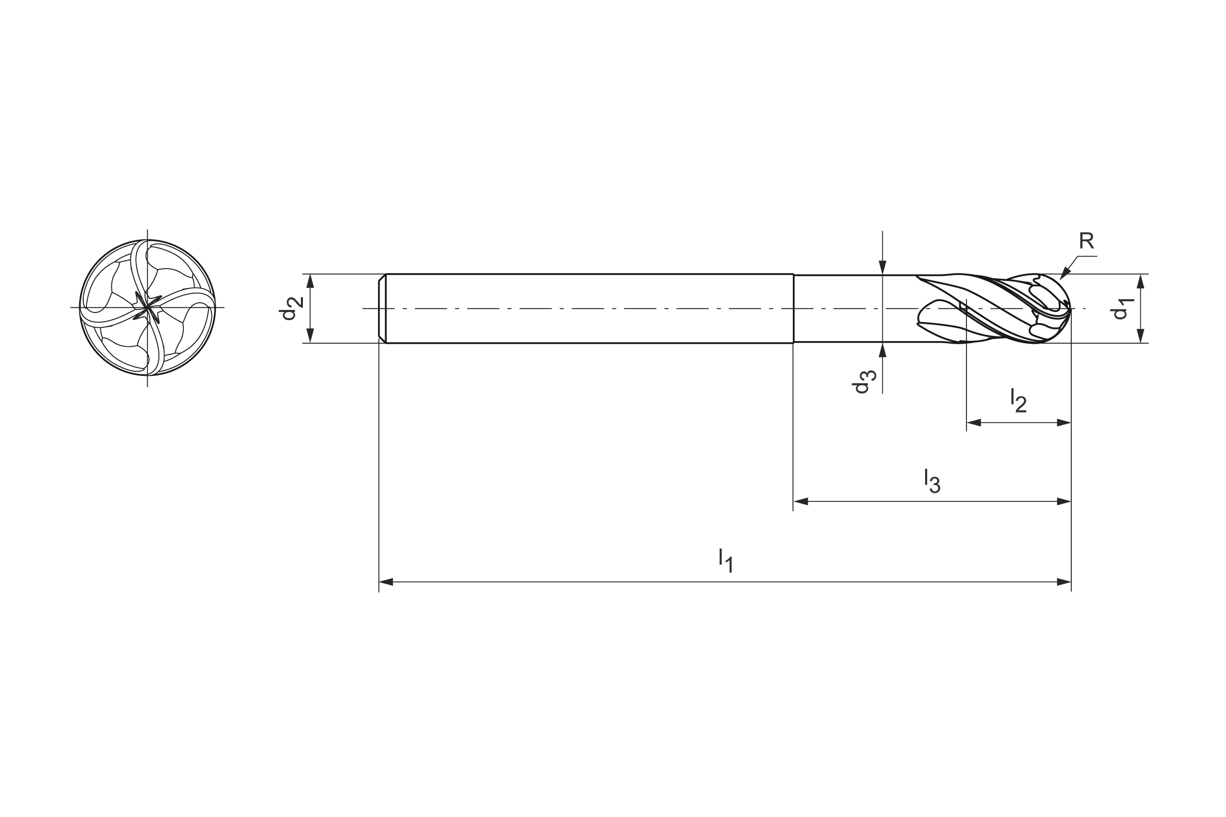 Technical drawing OptiMill®-3D-BN-Hardened