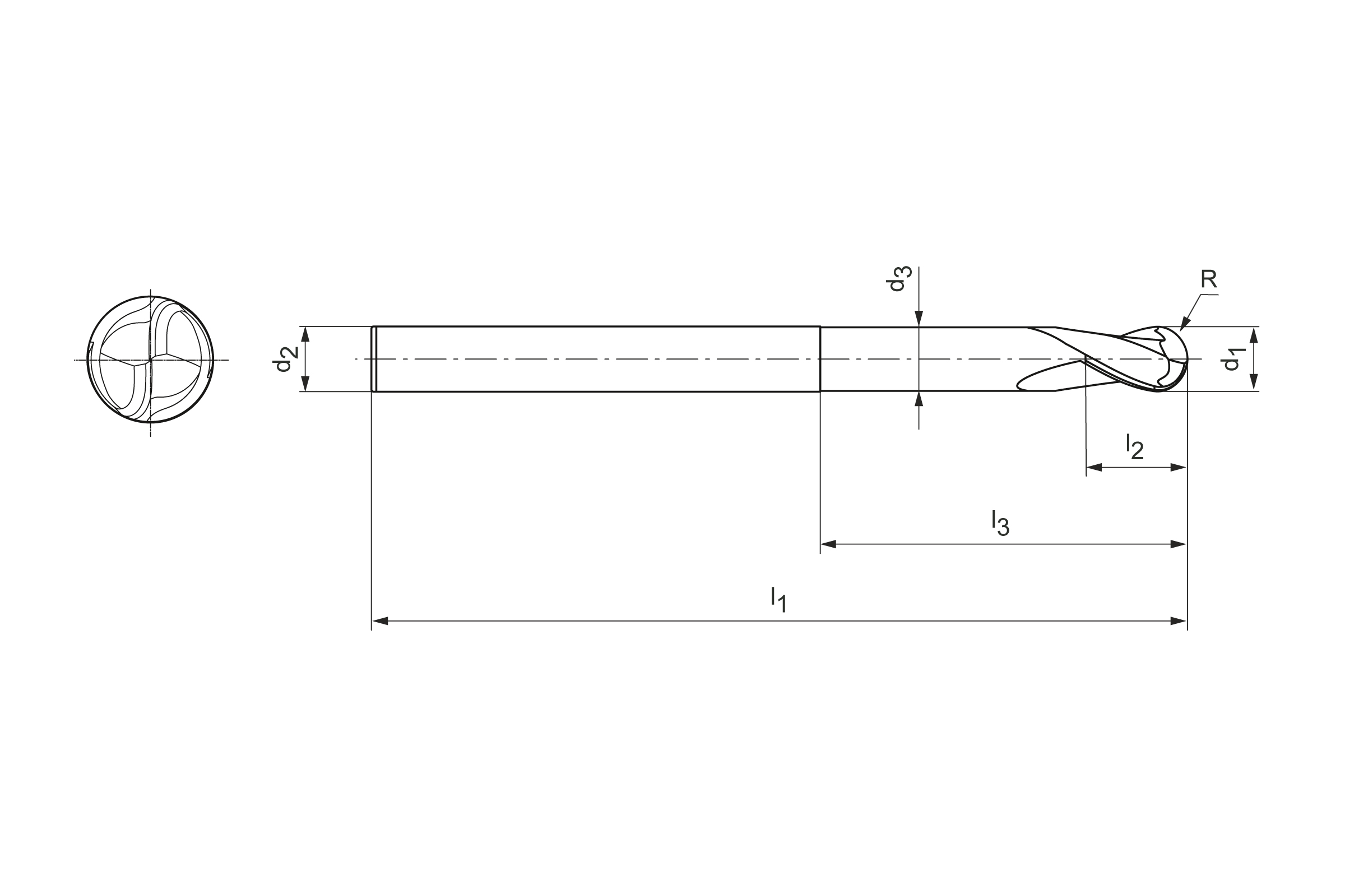 Technical drawing OptiMill®-3D-BN-Graphite