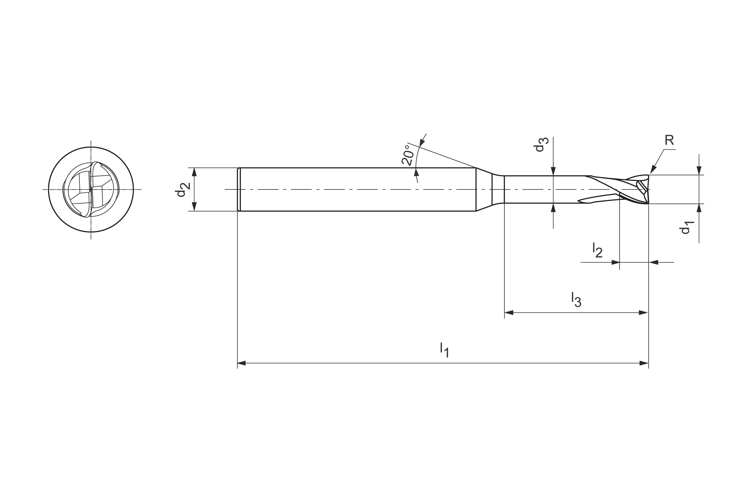 Produktzeichnung OptiMill®-3D-CR-Graphite