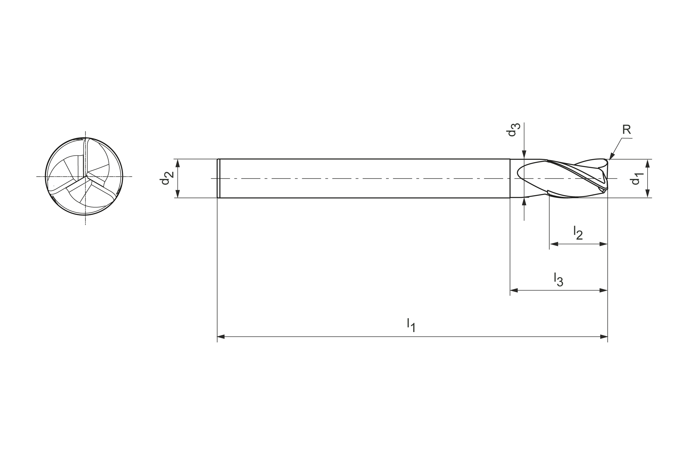 Technical drawing OptiMill®-3D-CR-Graphite