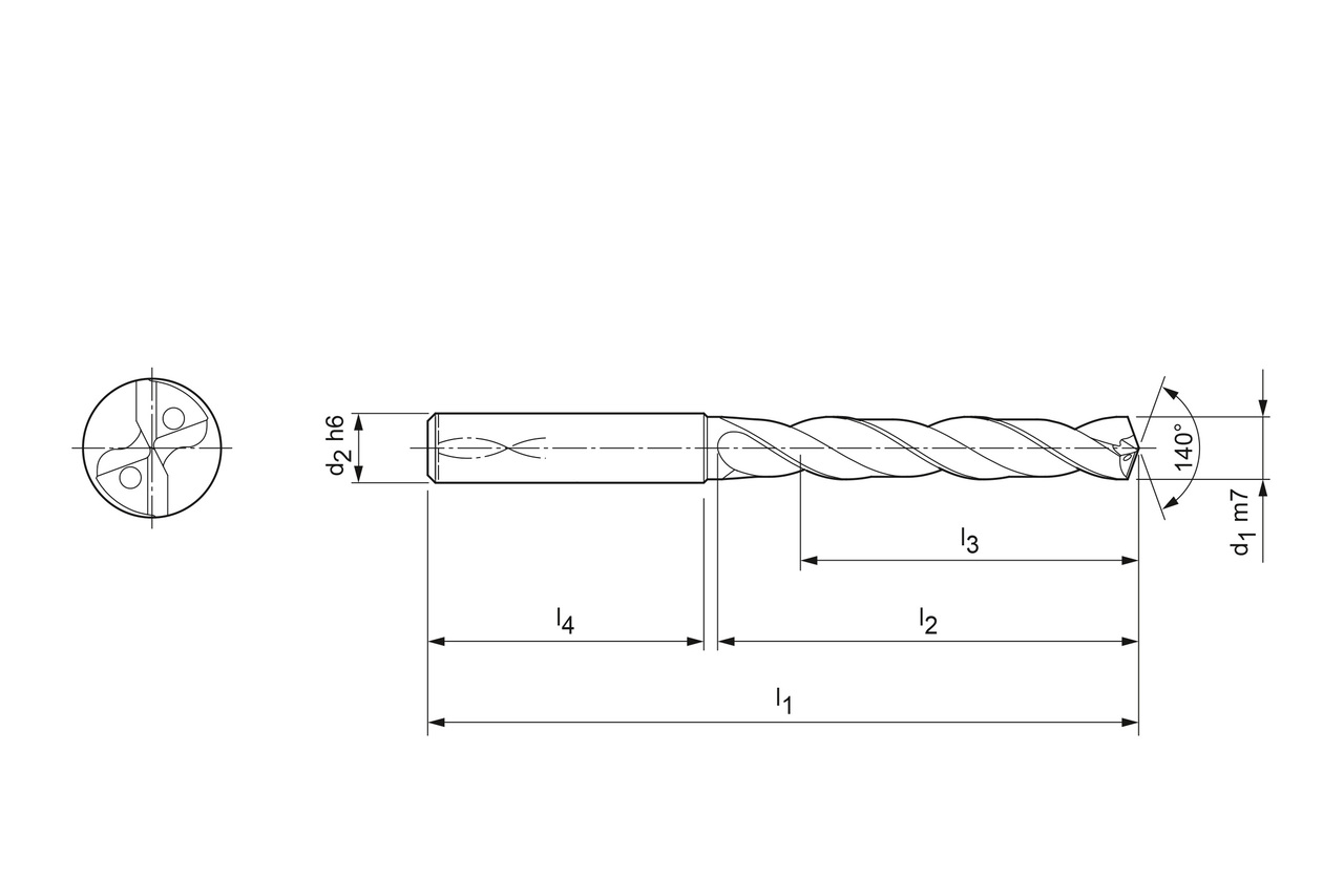 Technical drawing MEGA-Drill-Inox