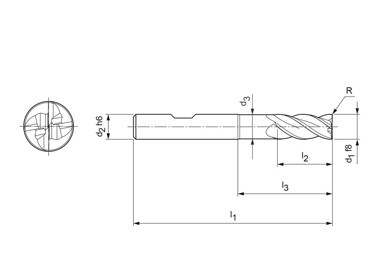 Technical drawing OptiMill®-Uni-HPC-Plus
