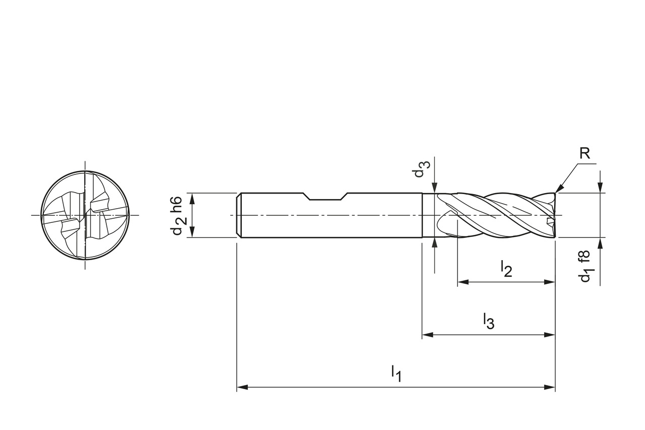 Technical drawing OptiMill®-Uni-HPC-Plus