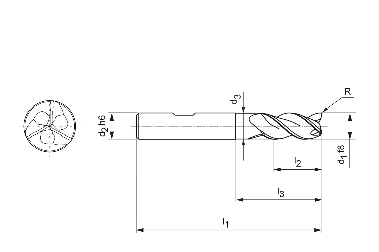 Technical drawing OptiMill®-Uni-HPC-Pocket