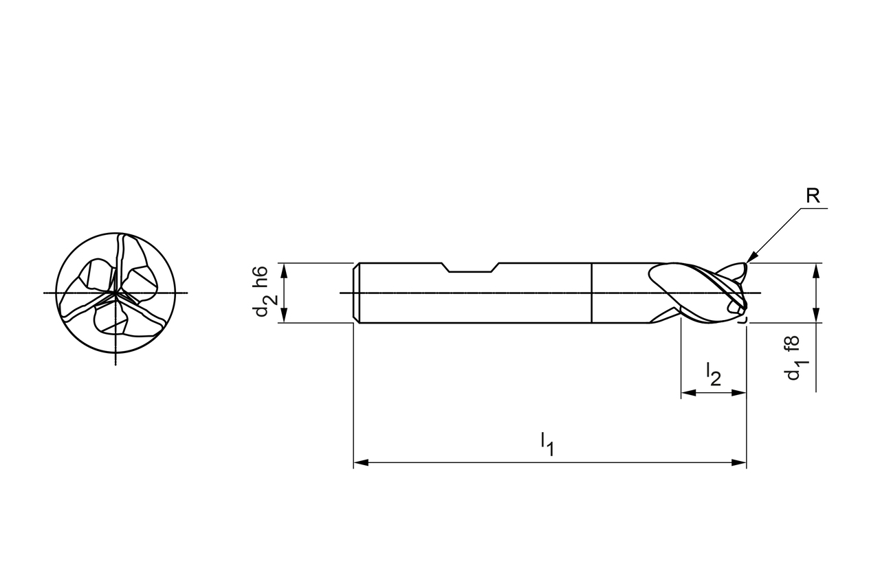 Technical drawing OptiMill®-Uni-HPC-Pocket